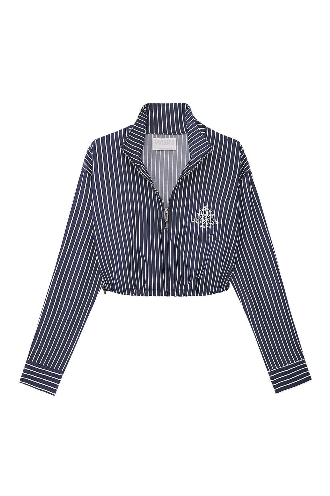 Stripe Half-Zip Crop Shirt