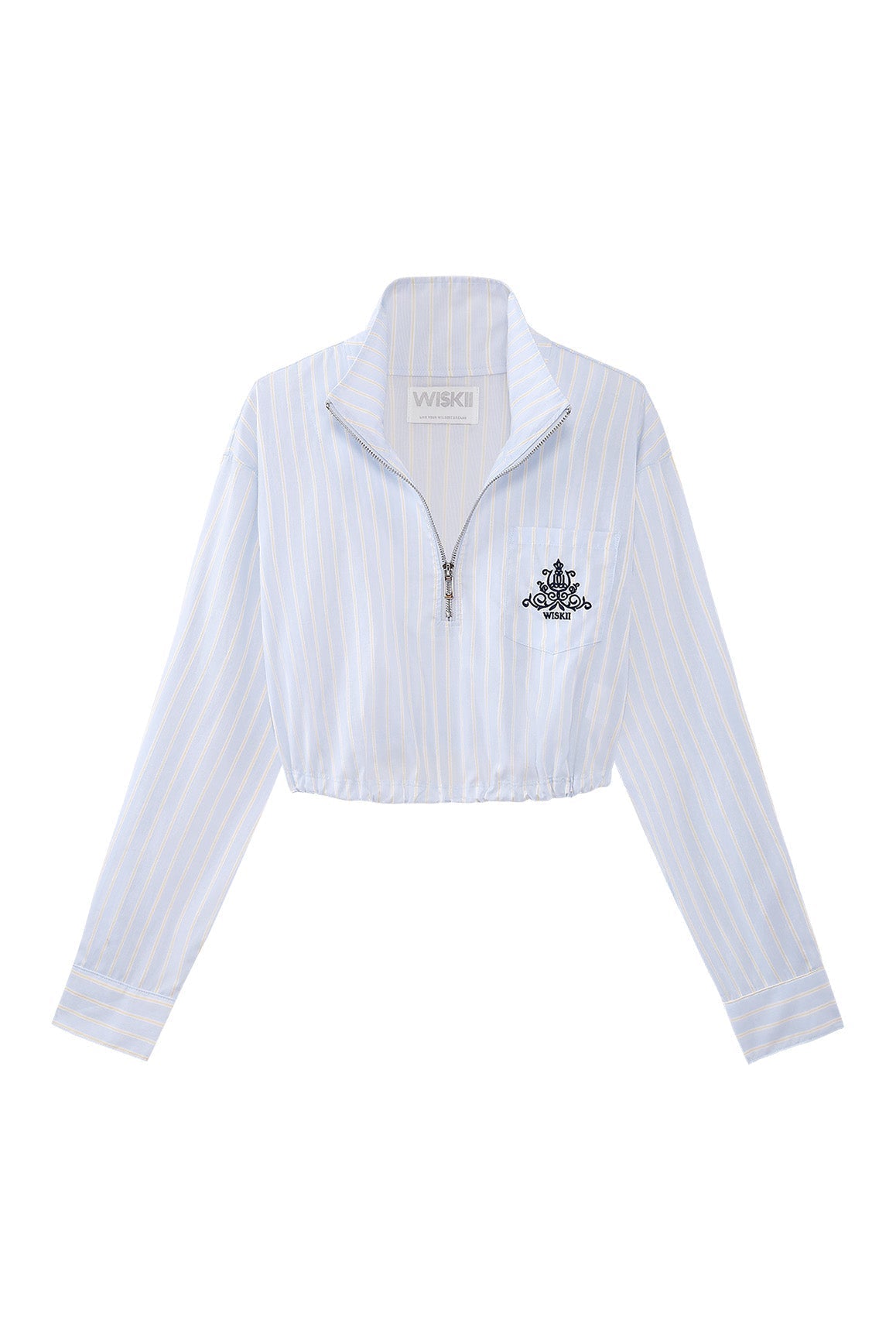 Stripe Half-Zip Crop Shirt