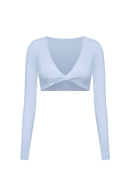 Twist-Front Long Sleeve Crop Top
