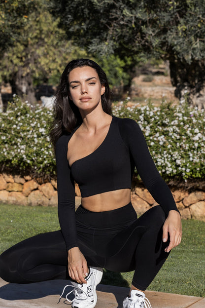 Unique Cut Long Sleeve Crop Top