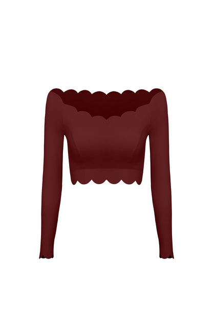 Off Shoulder Long Sleeve Crop Top