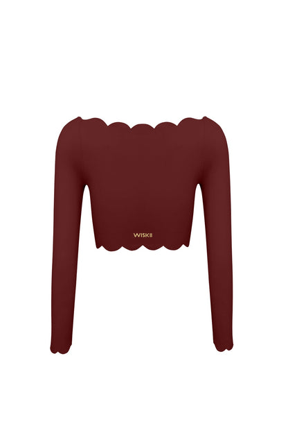 Off Shoulder Long Sleeve Crop Top