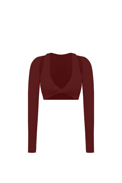 Twist-Front Shoulder Cut Crop Top