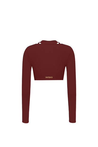 Twist-Front Shoulder Cut Crop Top