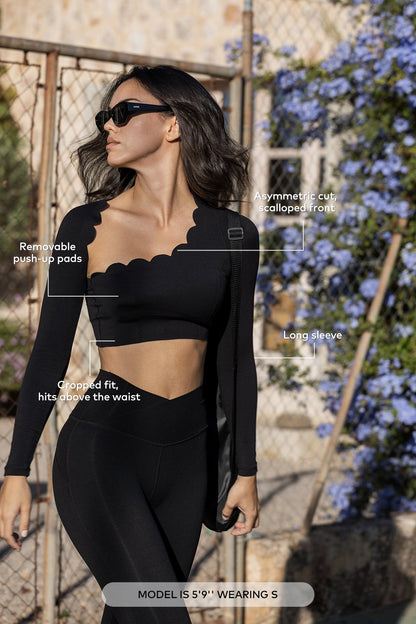 Asymmetrical Long Sleeve Crop Top