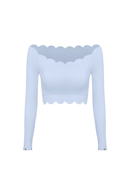 Off Shoulder Long Sleeve Crop Top