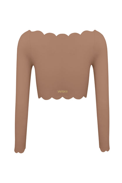 Off Shoulder Long Sleeve Crop Top