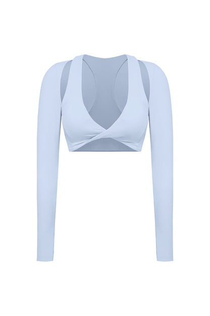 Twist-Front Shoulder Cut Crop Top