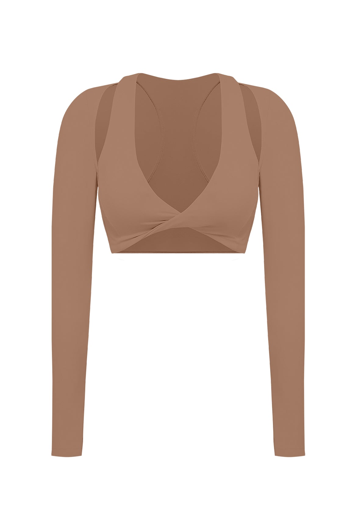 Twist-Front Shoulder Cut Crop Top