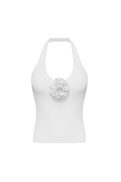 Halter-Neck Floral Tank Top